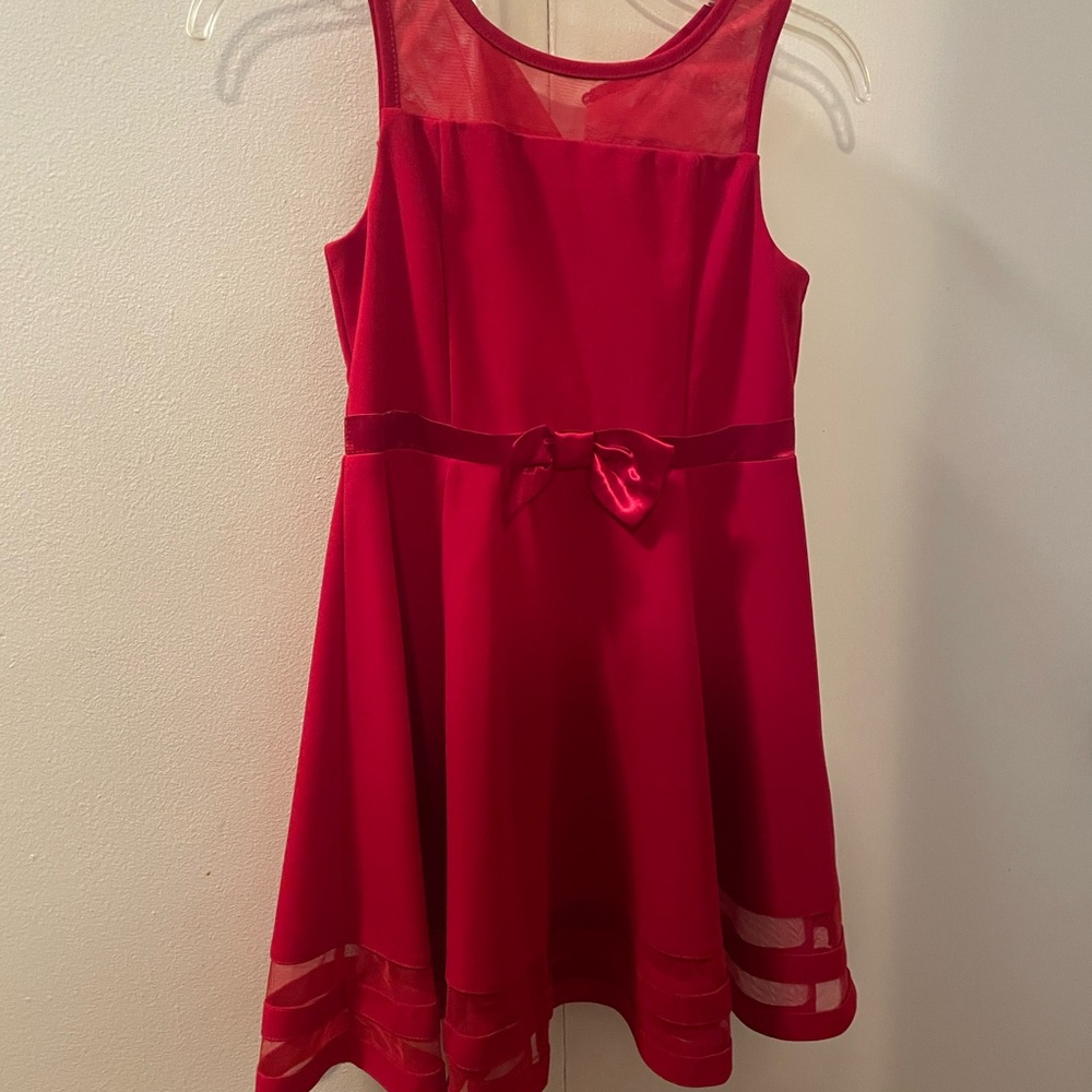 Calvin Klein Red Dress with Mesh Detail
